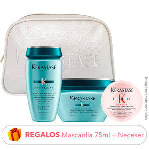 Pack REPARADOR cabello DAÑADO : Shampoo + Mascarilla + REGALOS Mascarilla 75ml y Neceser