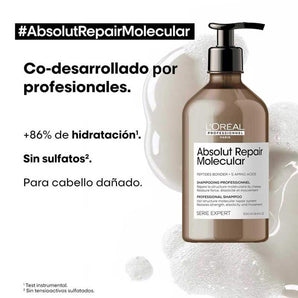 Shampoo REPARACIÓN POTENCIADA Absolut Repair Molecular Sin Sulfato 500ml