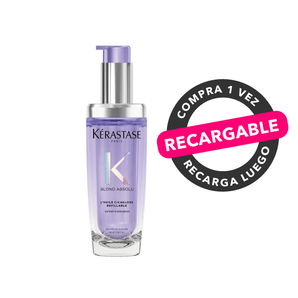 Aceite RECARGABLE Blond Absolu · REPARADOR cab RUBIOS / DECOLORADO y Protector Térmico (Botella de Vidrio incluye contenido)