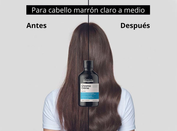 Shampoo AZUL matiza tonos anaranjados en cab. marrones Chroma Creme