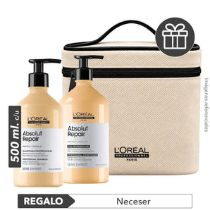 Pack REPARACIÓN cab. DAÑADO XL 500ml c/u: Shampoo + Acondicionador + REGALO Neceser