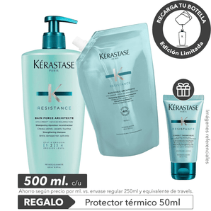 Pack REPARADOR cab. DAÑADO 500ml: Shampoo + Recarga Shampoo + REGALO 50ml