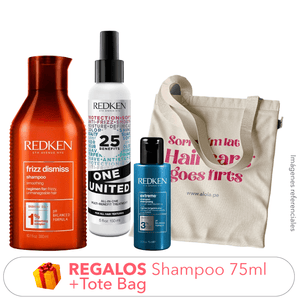 Pack Verano ANTIFRIZZ: Shampoo + Tratamiento One United + REGALOS Shampoo 75ml + Tote Bag