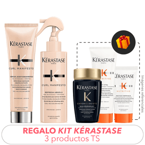 Pack cabello RIZADO / ONDULADO: Crema Hidratante + Spray refrescante + REGALO KIT Travel (Shampoo + Aco + Protector)