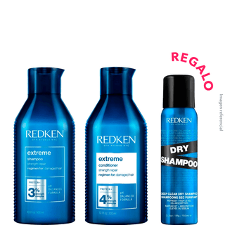 Pack cabello DAÑADO: Shampoo 300ml + Acondicionador 300ml + REGALO Shampoo en Seco 150ml