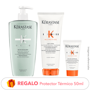 Pack: Shampoo cuero cab. GRASO 500ml + Acond. HIDRATANTE 200ml + REGALO Protector Térmico 50ml