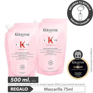 Pack ANTICAÍDA (RECARGAS): 2 Shampoos cuero cab. GRASO 500ml c/u + REGALO Mascarilla 75ml