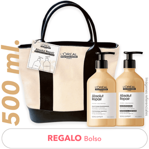 Pack REPARACIÓN de cab. DAÑADO XL : Shampoo 500ml + Acondicionador 500ml + REGALO Bolso