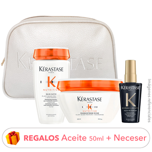 Pack HIDRATACIÓN PROFUNDA cab. SECO: Shampoo + Mascarilla + REGALOS Aceite 50ml y Neceser