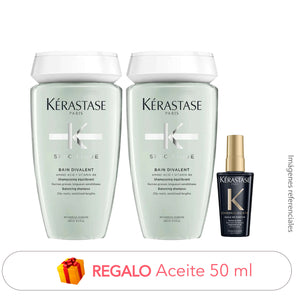 Pack Cuero Cabelludo GRASO: 2 Shampoos Divalent + REGALO Aceite 50ml